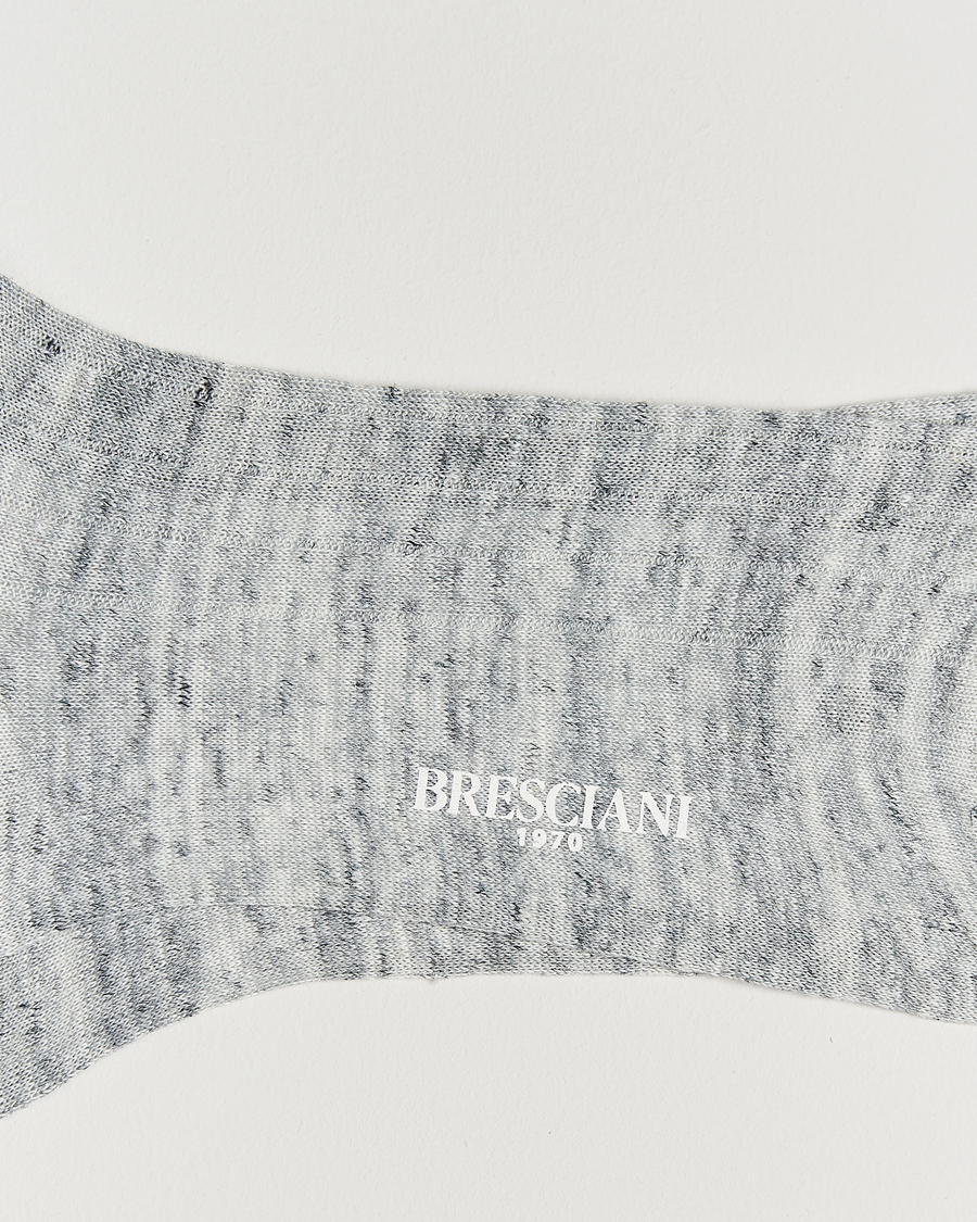 Hombres | Ropa interior y calcetines | Bresciani | Linen Ribbed Short Socks Off White