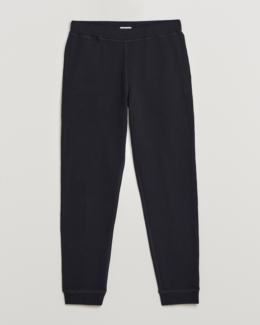 Hombres | Pantalones | Sunspel | Cotton Loopback Track Pants Black