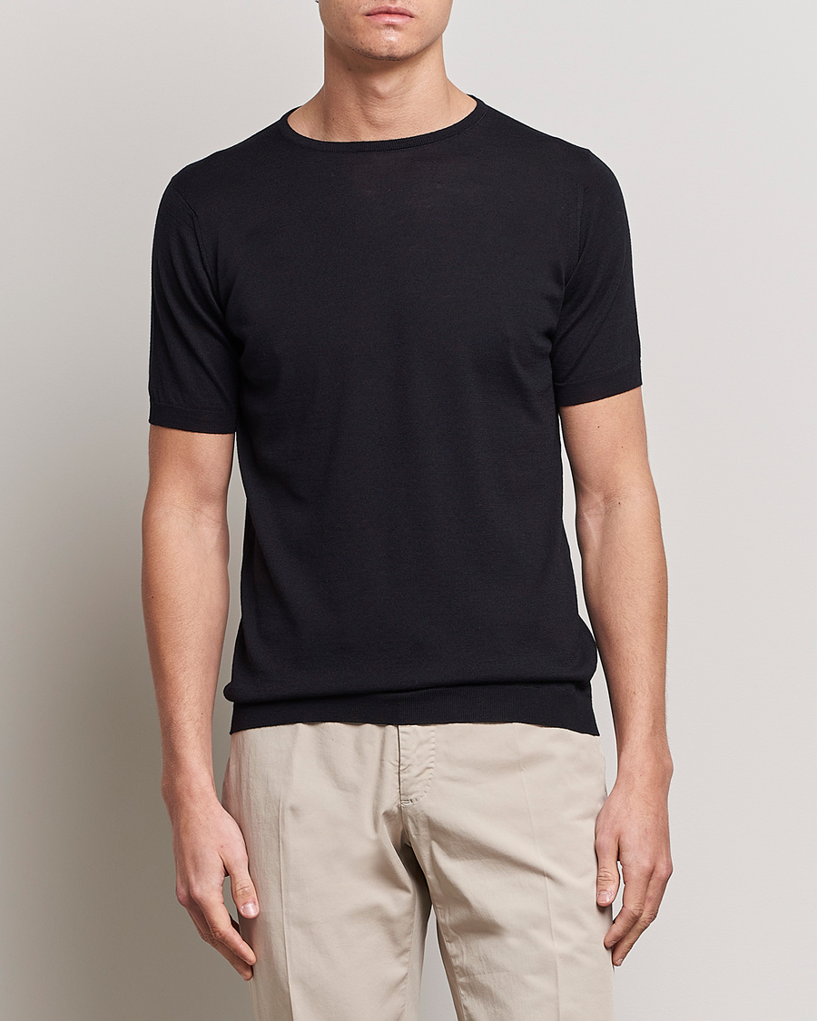 Hombres | Camisetas | John Smedley | Belden Wool/Cotton T-Shirt Navy