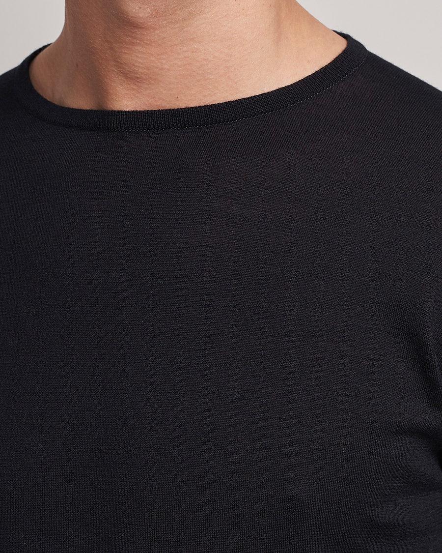 Hombres | Camisetas | John Smedley | Belden Wool/Cotton T-Shirt Navy