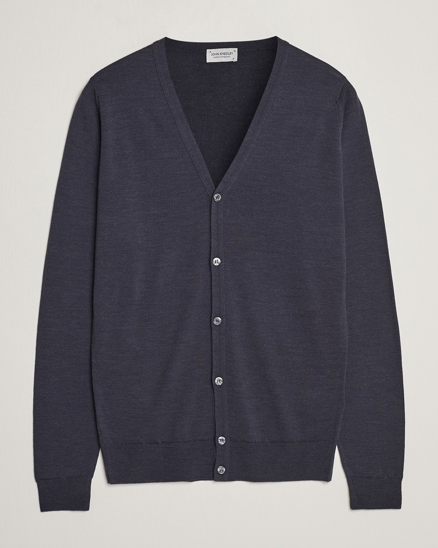 Hombres | Jerséis y prendas de punto | John Smedley | Petworth Extra Fine Merino Cardigan Hepburn Smoke