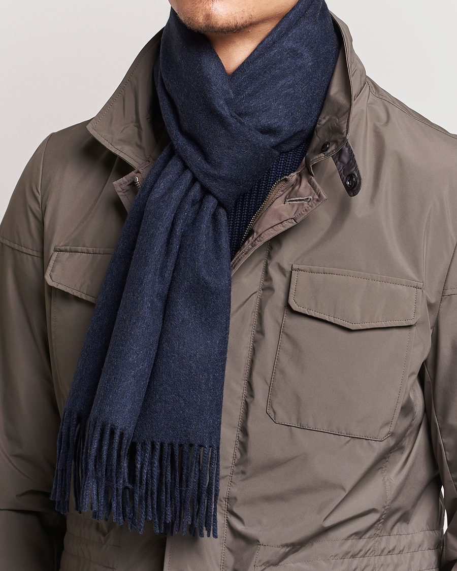 Hombres | Bufandas | Piacenza Cashmere | Cashmere Scarf Navy Melange
