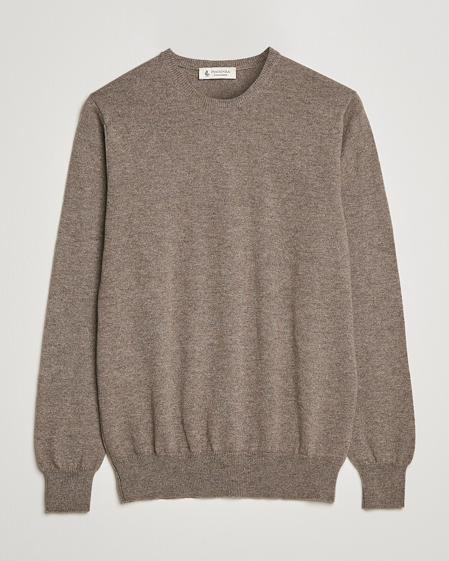 Hombres | Jerséis y prendas de punto | Piacenza Cashmere | Cashmere Crew Neck Sweater Brown