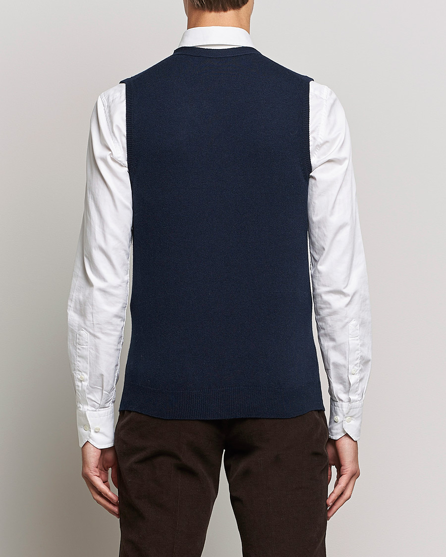 Hombres | Jerséis y prendas de punto | Piacenza Cashmere | Cashmere Sleeveless Cardigan Navy