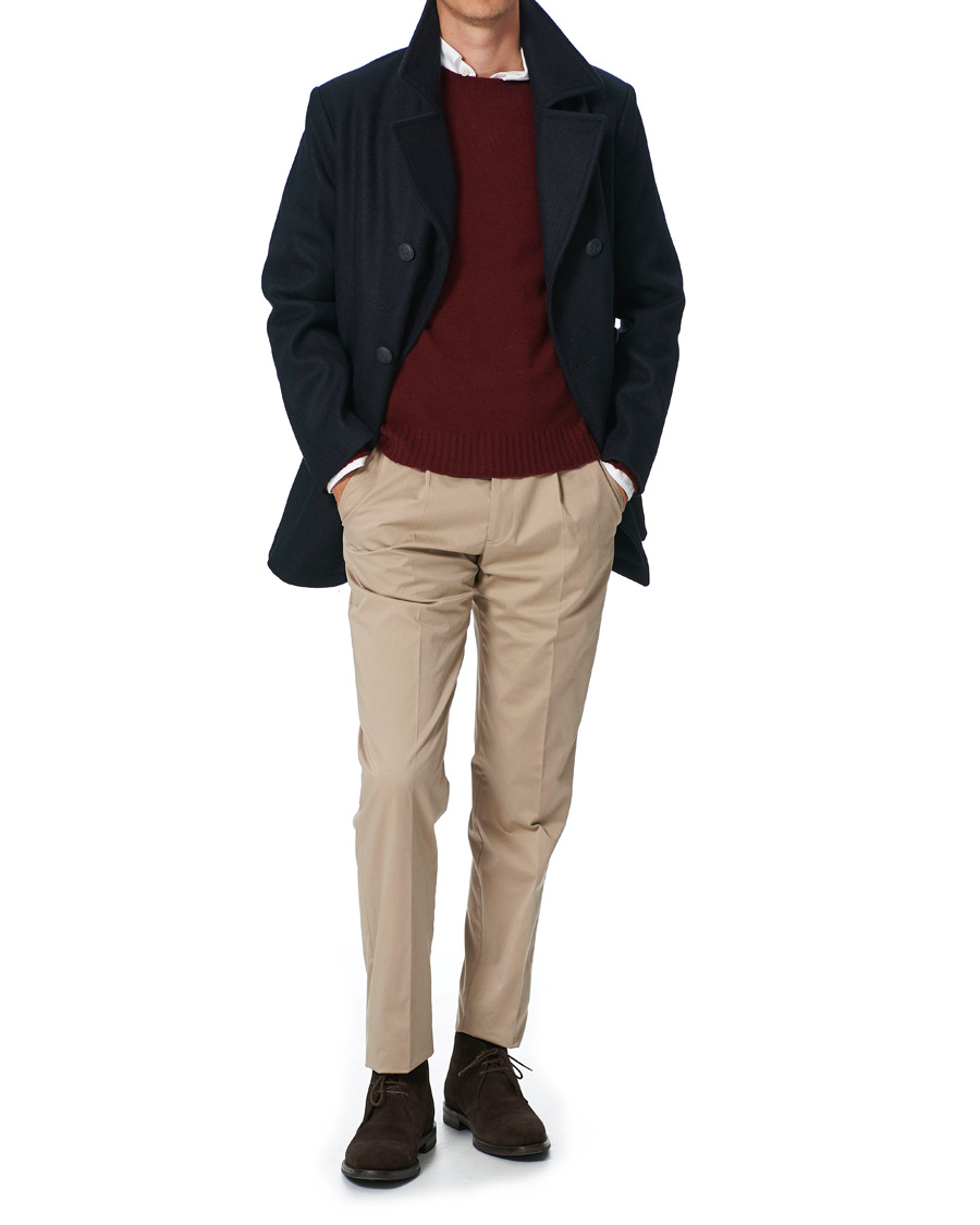Hombres | Jerséis y prendas de punto | Altea | Wool/Cashmere Crew Neck Sweater Burgundy