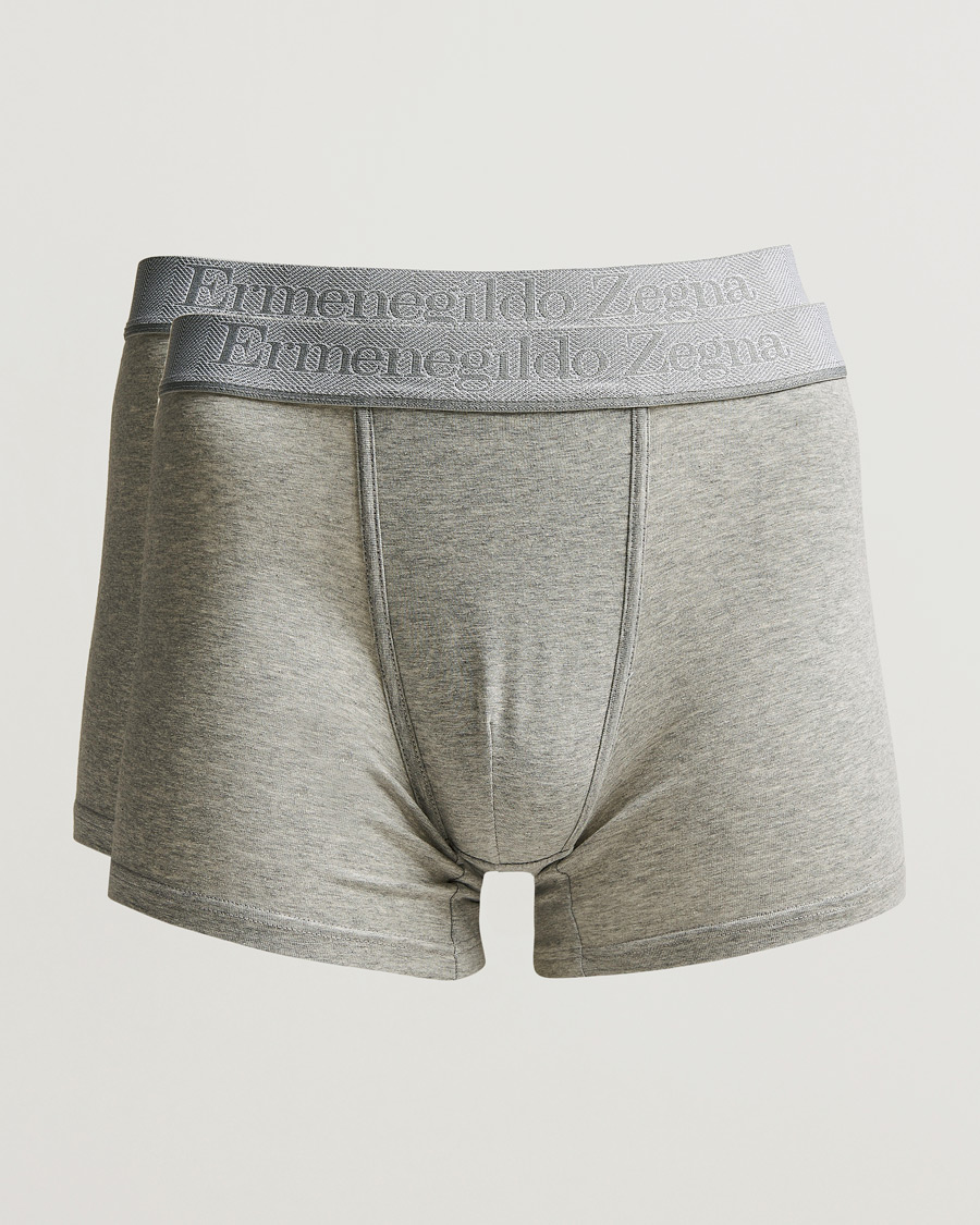 Hombres | Ropa interior y calcetines | Zegna | Cotton Stretch Boxer Bi-Pack Grey Heather