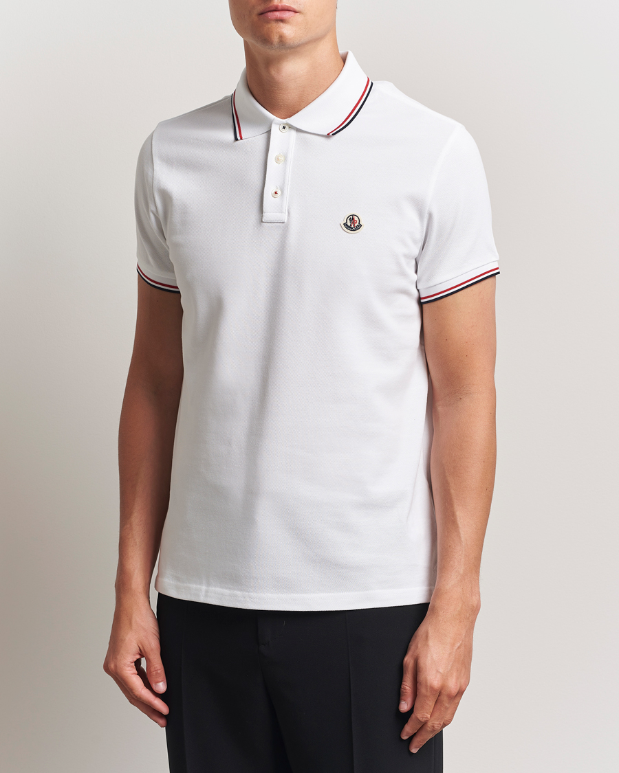 Hombres | Polos | Moncler | Contrast Rib Polo White