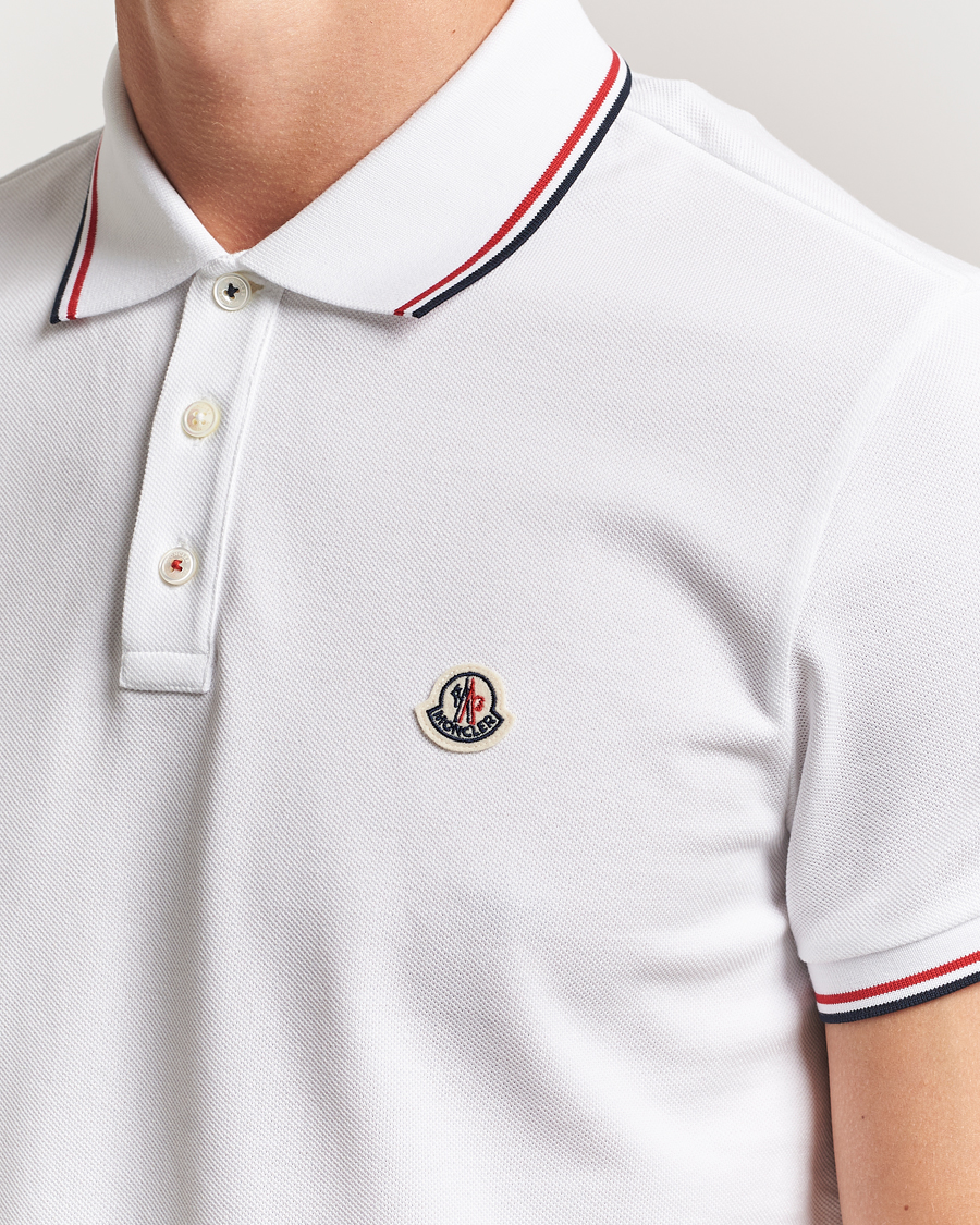 Hombres | Polos | Moncler | Contrast Rib Polo White