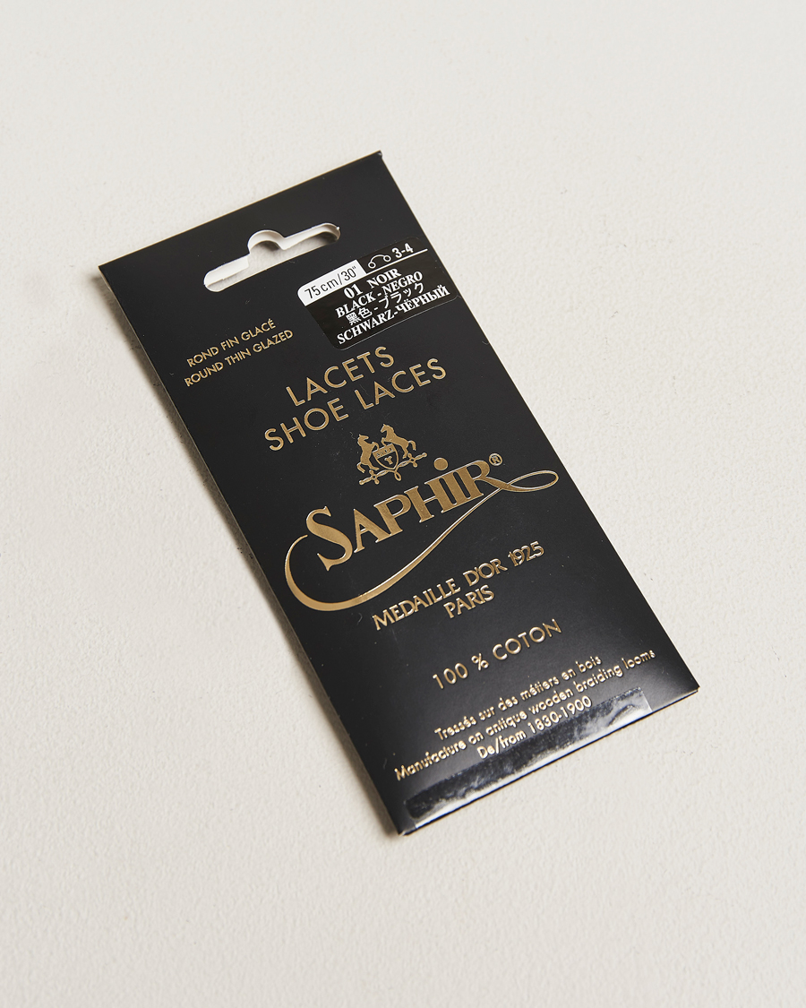 Hombres | Cuidado del calzado | Saphir Medaille d'Or | Shoe Laces Thin Waxed 75cm Black