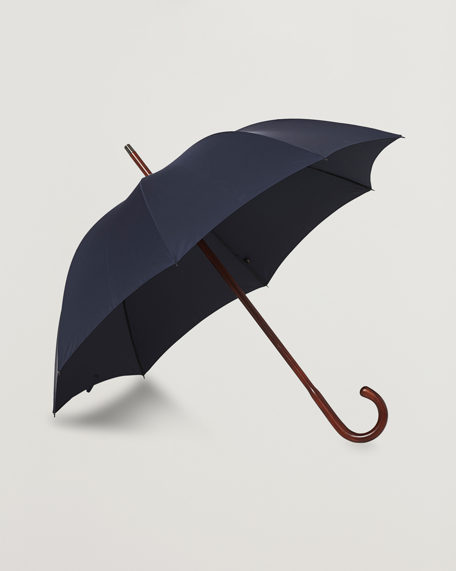 Hombres | Paraguas | Fox Umbrellas | Polished Cherrywood Solid Umbrella Navy