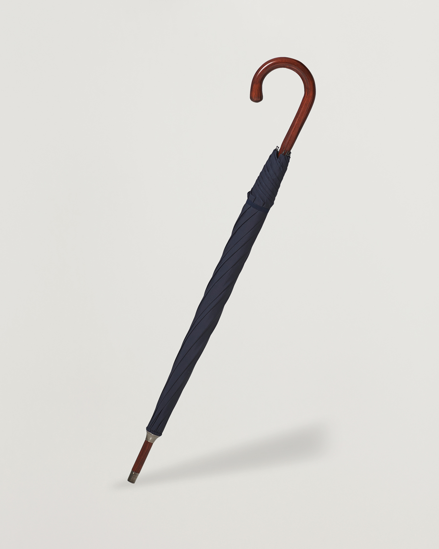 Hombres | Paraguas | Fox Umbrellas | Polished Cherrywood Solid Umbrella Navy