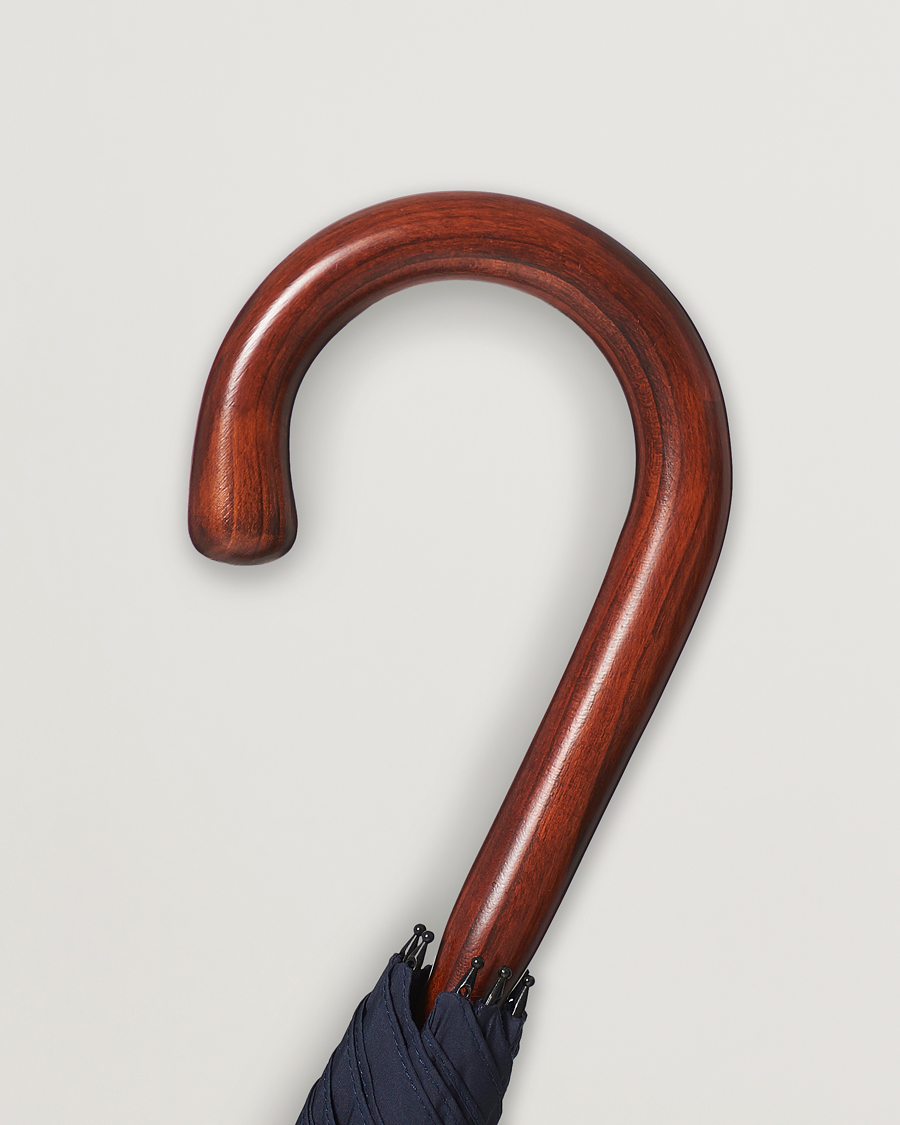 Hombres | Paraguas | Fox Umbrellas | Polished Cherrywood Solid Umbrella Navy