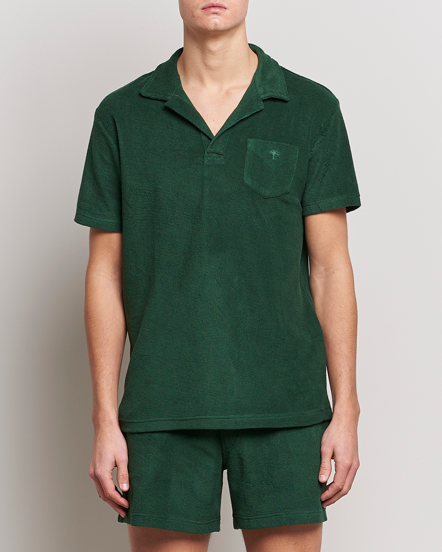 Hombres | Camisas polo de manga corta | OAS | Short Sleeve Terry Polo Dark Green