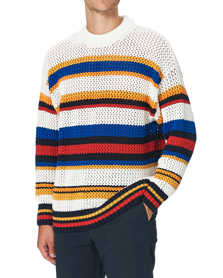 Hombres | Jerséis y prendas de punto | GANT | Open Knit Stripe Crew Neck Multi
