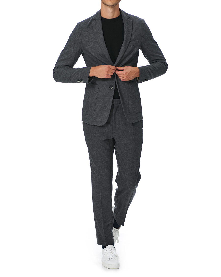 Hombres | Blazers | Barena | Borgo Unconstructed Flannel Blazer Grey Melange