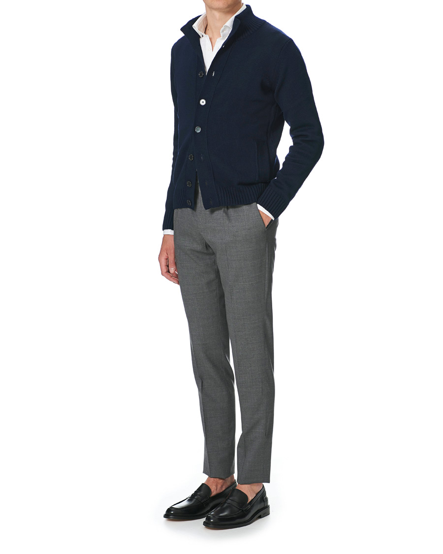 Hombres | Jerséis y prendas de punto | Stenströms | Heavy Merino Wool Cardigan Navy