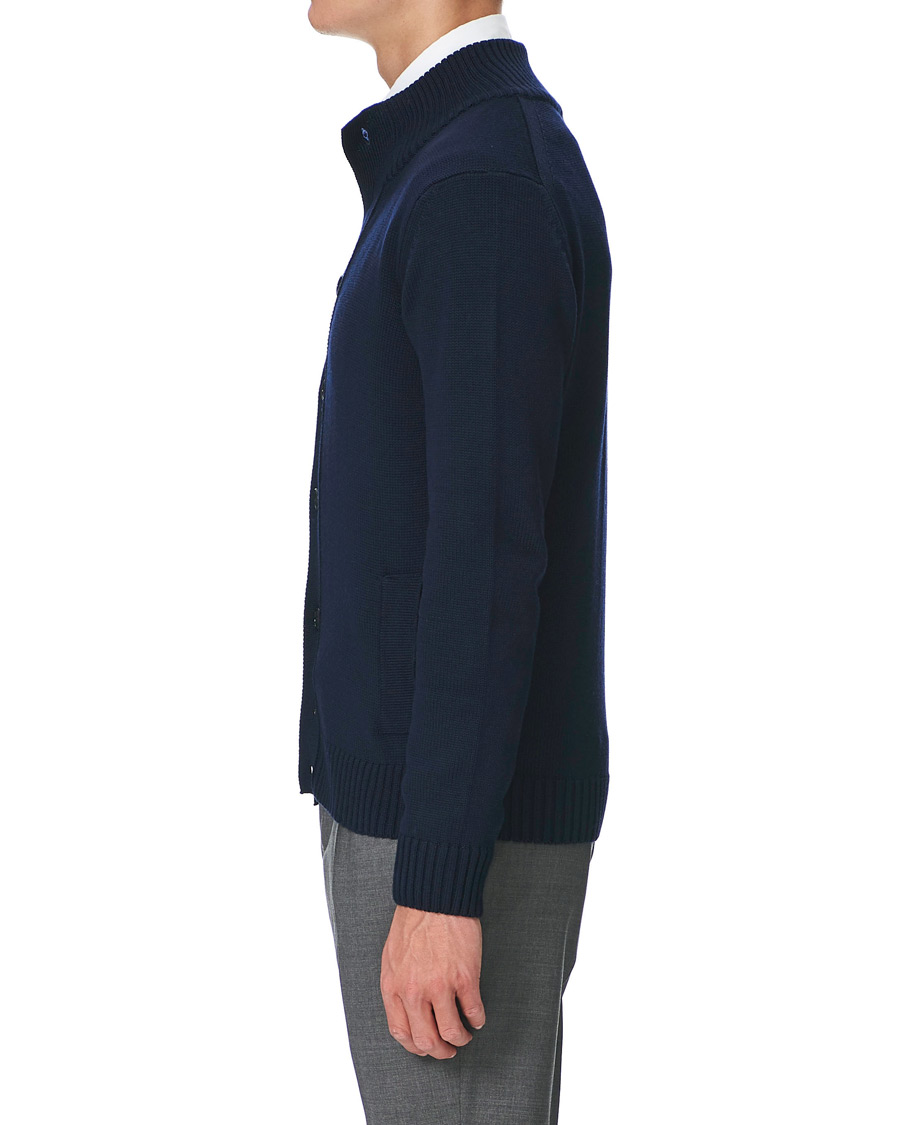 Hombres | Jerséis y prendas de punto | Stenströms | Heavy Merino Wool Cardigan Navy
