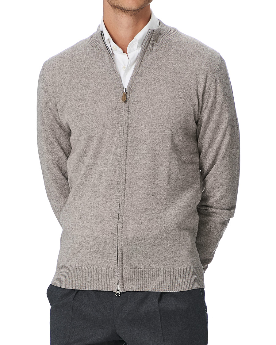 Hombres | Jerséis y prendas de punto | Stenströms | Merino Full Zip Greige