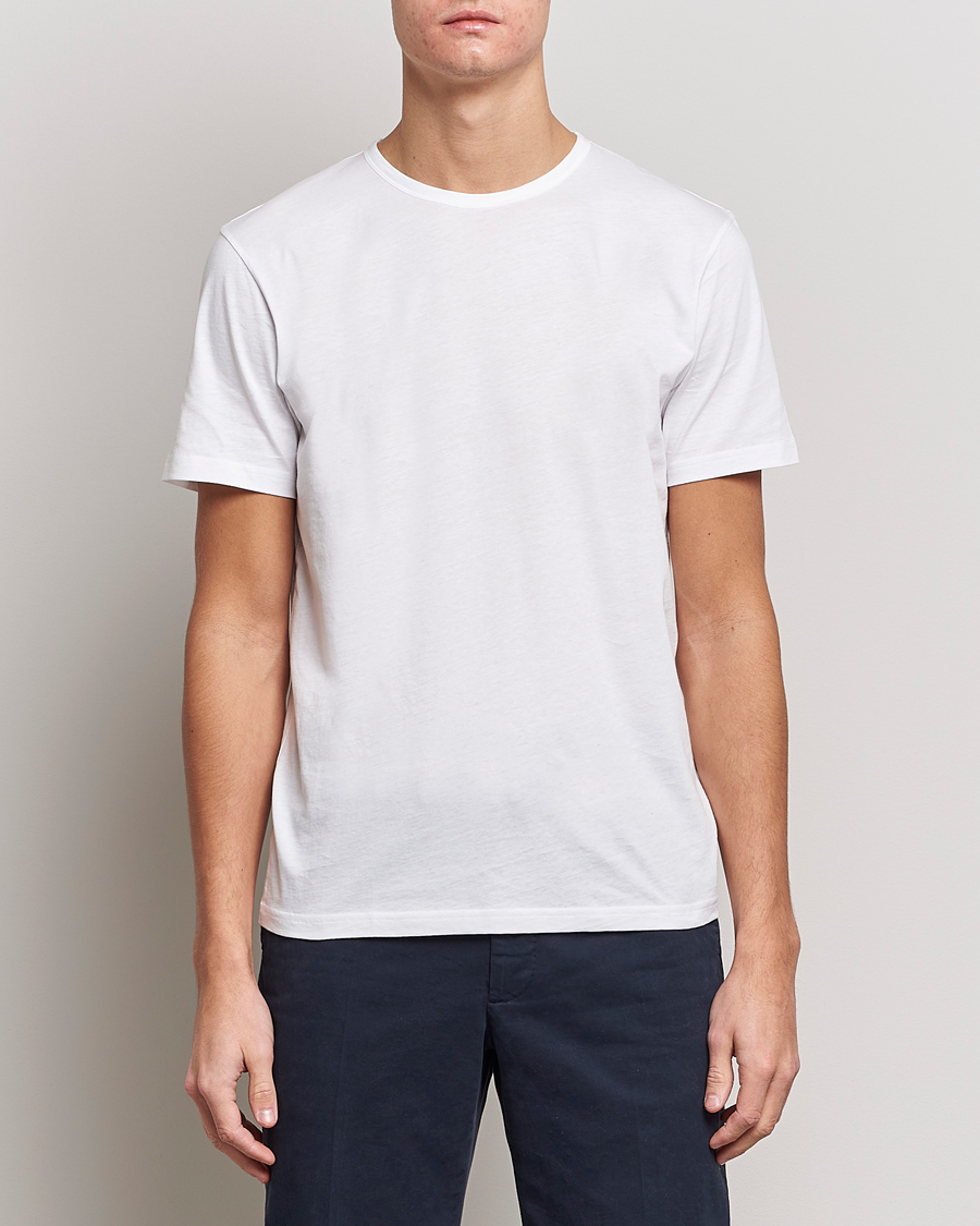 Hombres | Camisetas blancas | Stenströms | Solid Cotton T-Shirt White
