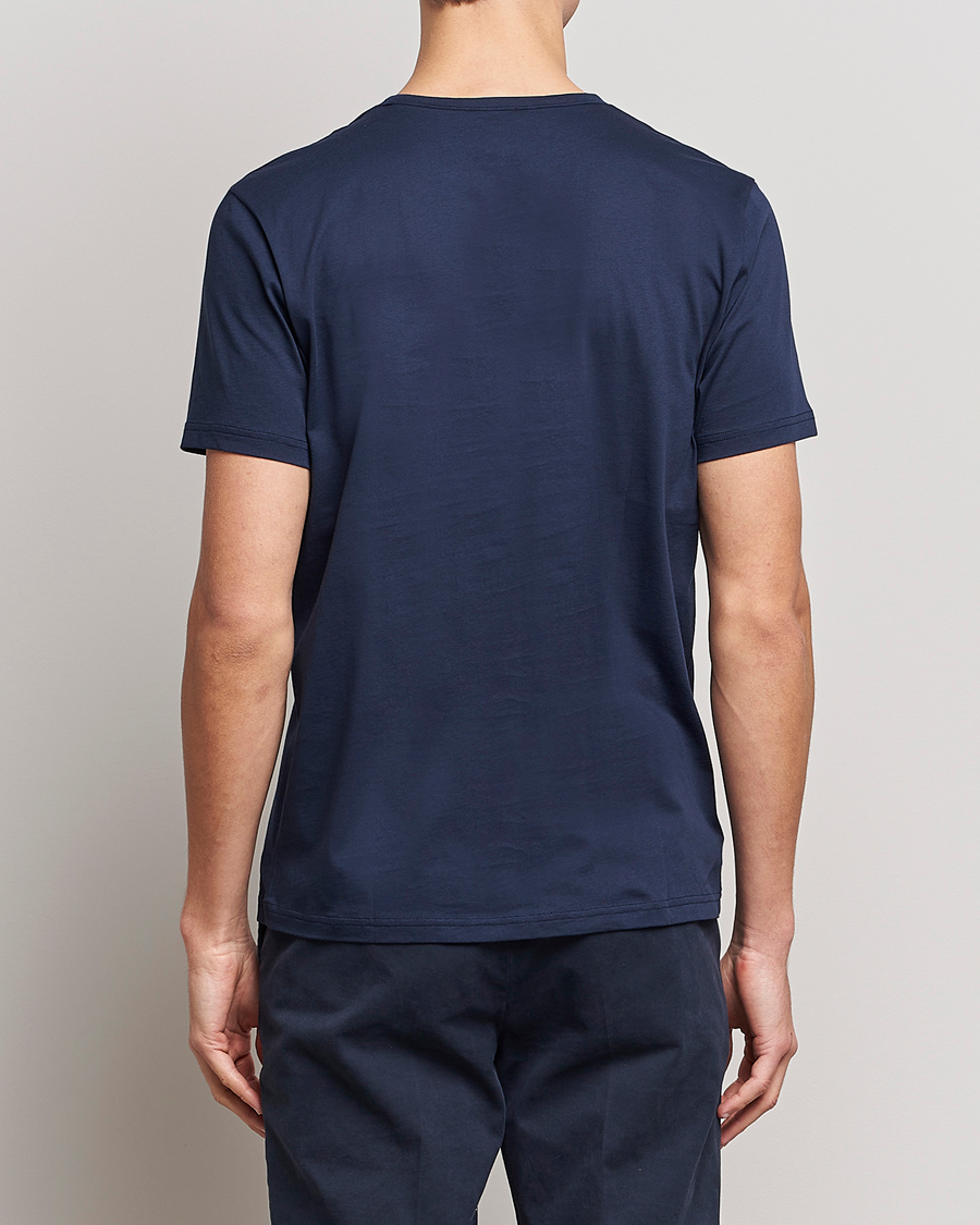 Hombres | Camisetas | Stenströms | Solid Cotton T-Shirt Navy