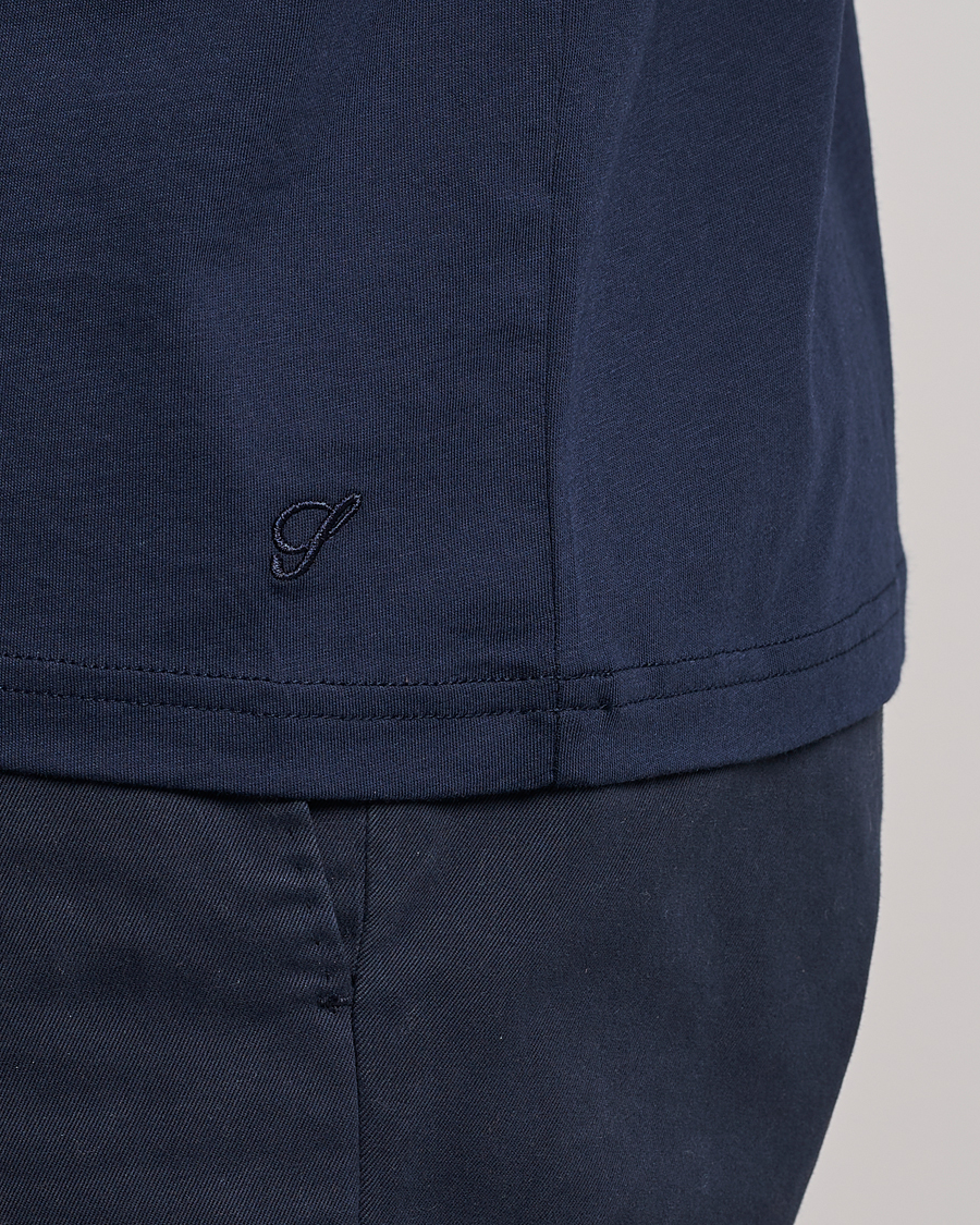 Hombres | Camisetas | Stenströms | Solid Cotton T-Shirt Navy