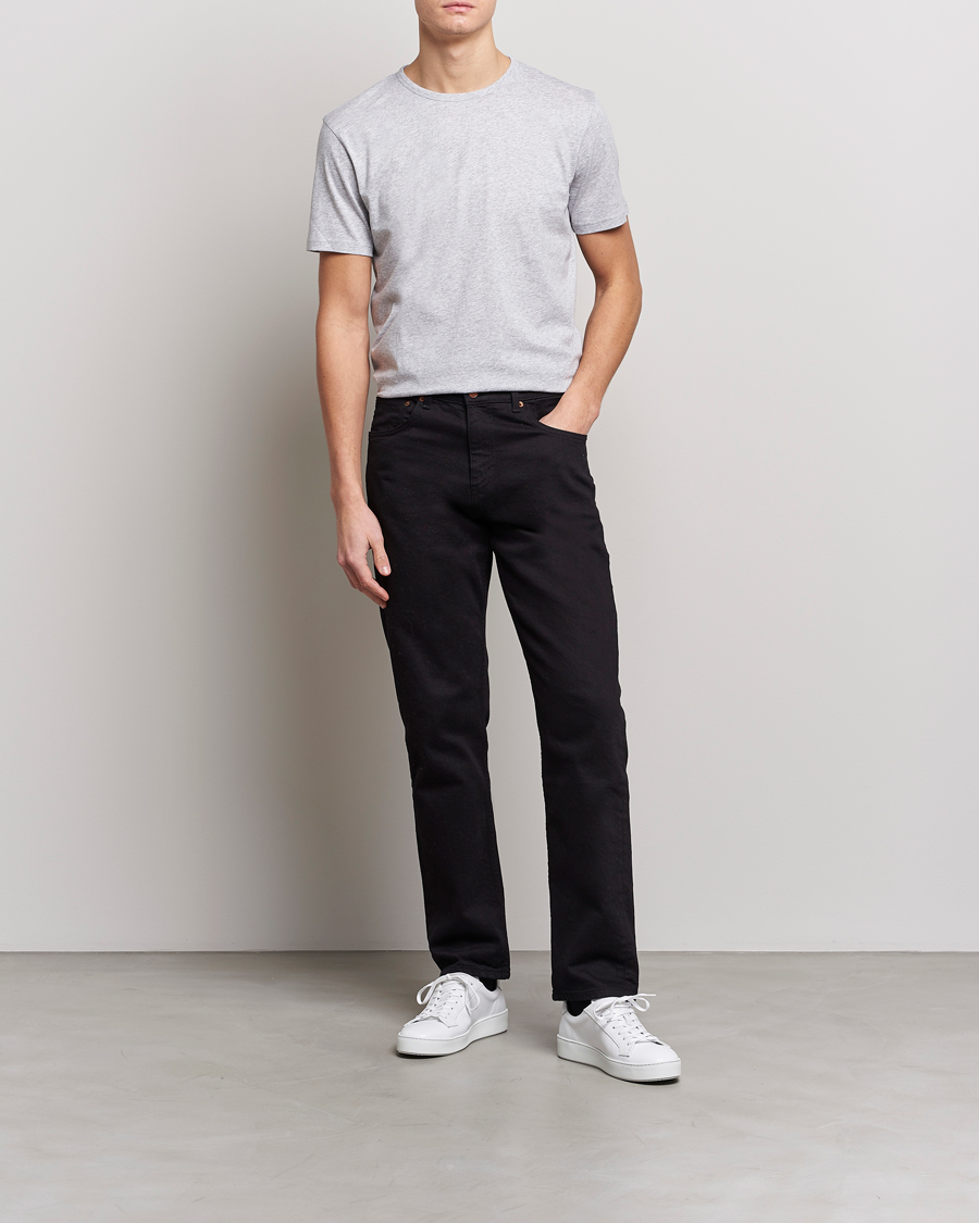 Hombres | Camisetas | Stenströms | Solid Cotton T-Shirt Grey Melange