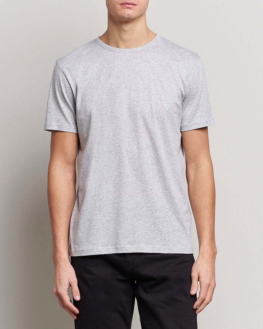 Hombres | Camisetas de manga corta | Stenströms | Solid Cotton T-Shirt Grey Melange