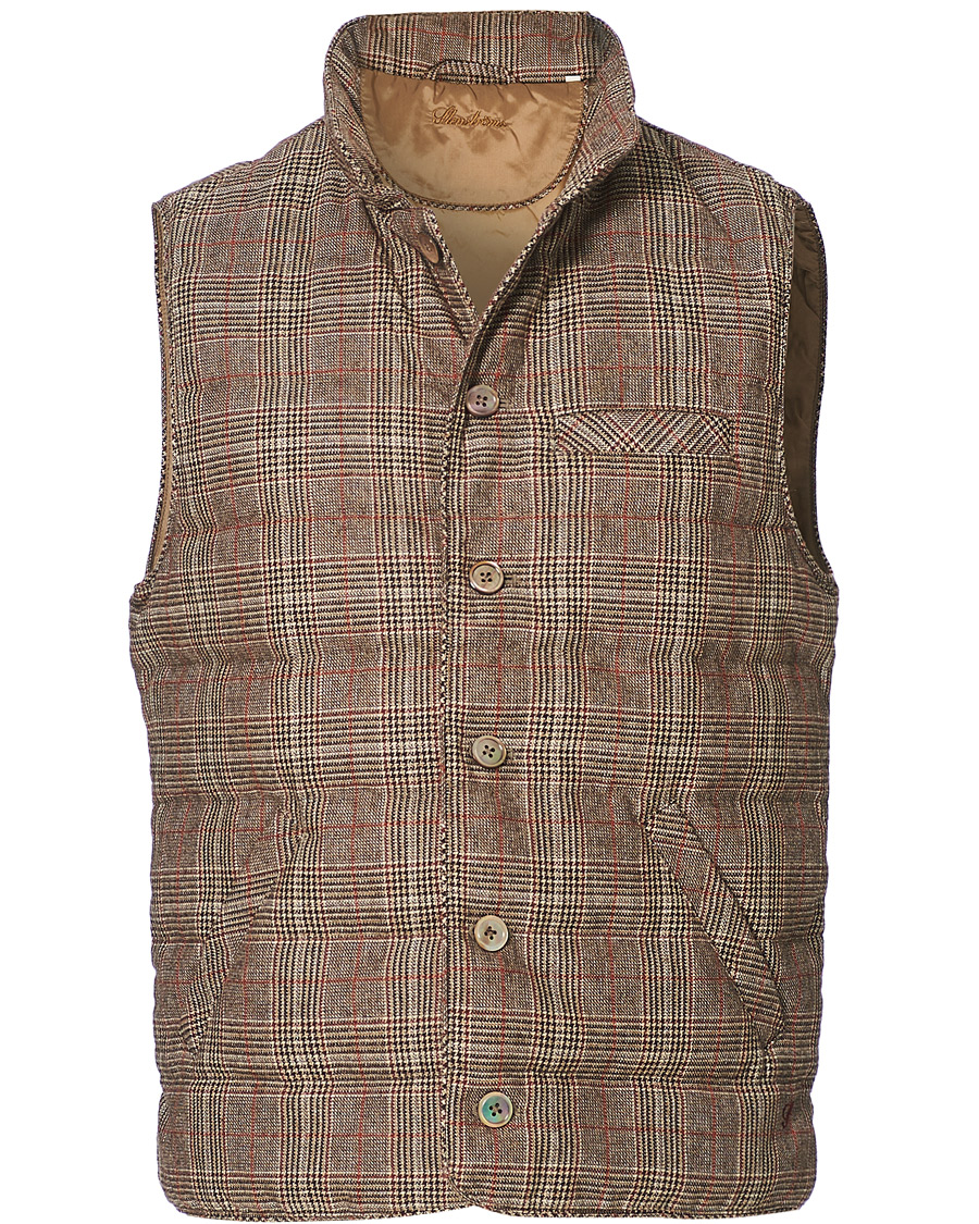 Hombres | Abrigos y chaquetas | Stenströms | Quilted Check Wool Vest Brown
