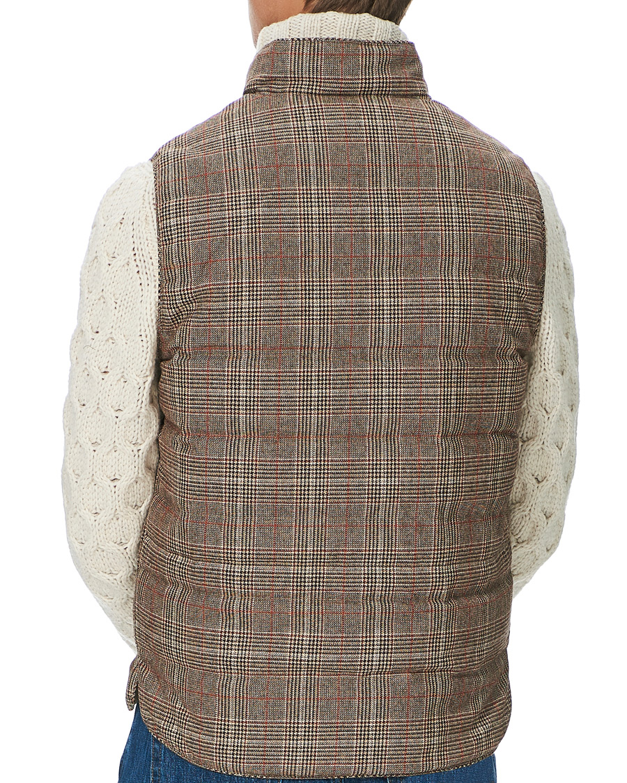 Hombres | Abrigos y chaquetas | Stenströms | Quilted Check Wool Vest Brown