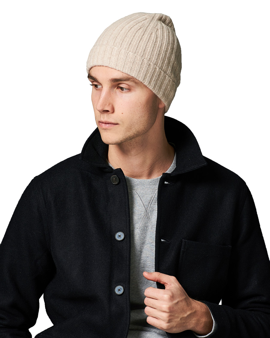 Hombres | Stenströms Ribbed Cashmere Hat Beige | Stenströms | Ribbed Cashmere Hat Beige