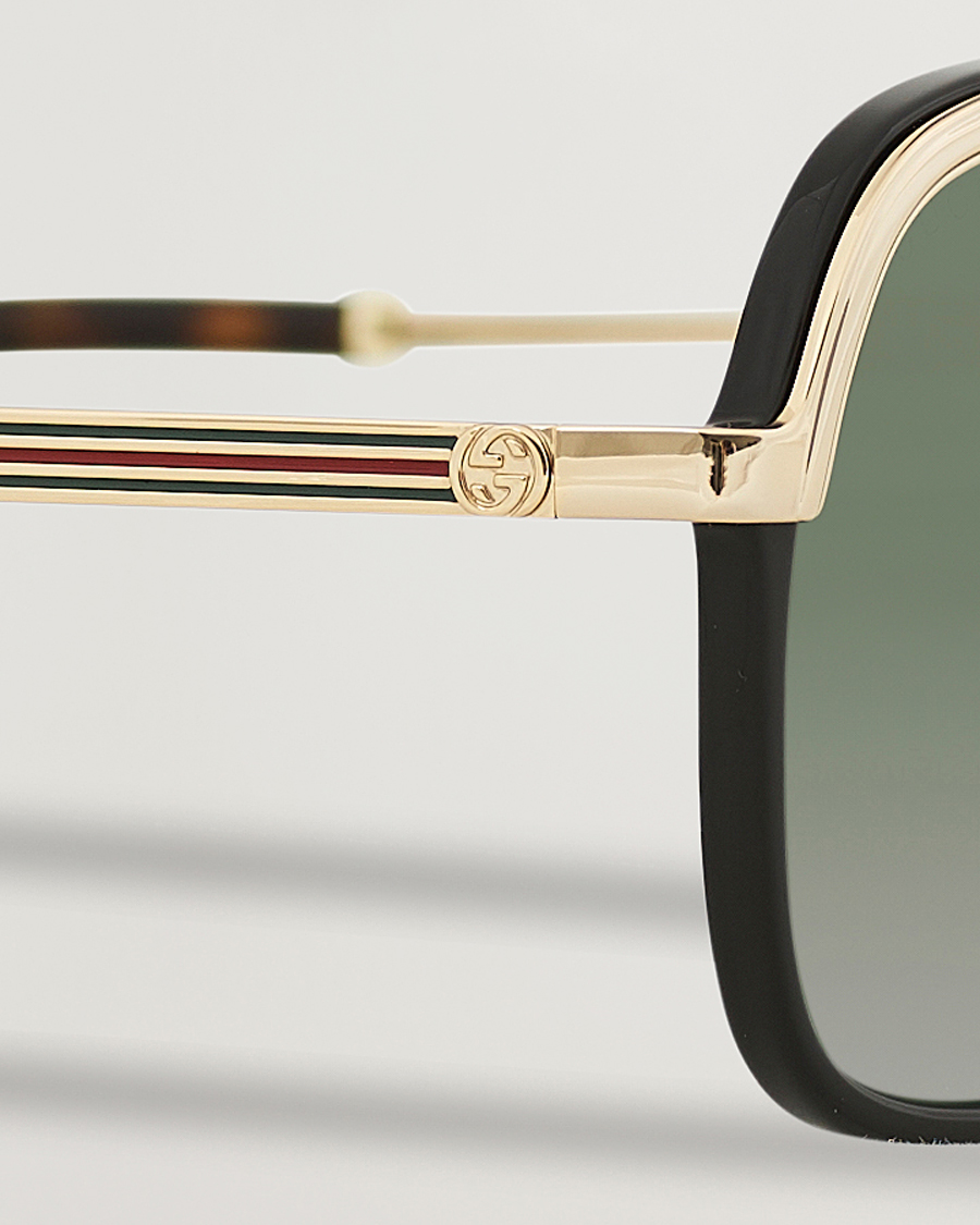 Hombres | Gucci GG0200S Sunglasses Black/Gold | Gucci | GG0200S Sunglasses Black/Gold