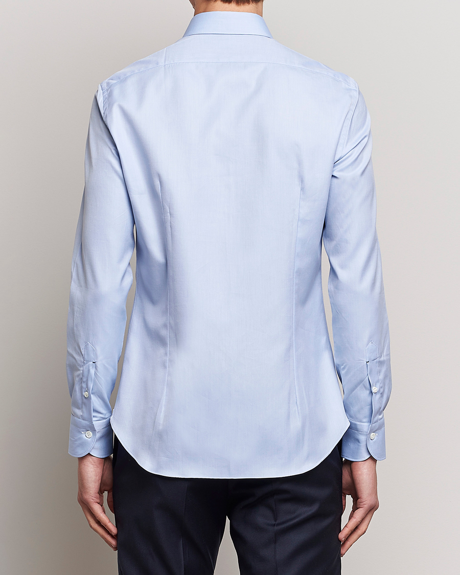 Hombres | Camisas | Mazzarelli | Soft Cotton Cut Away Shirt Light Blue