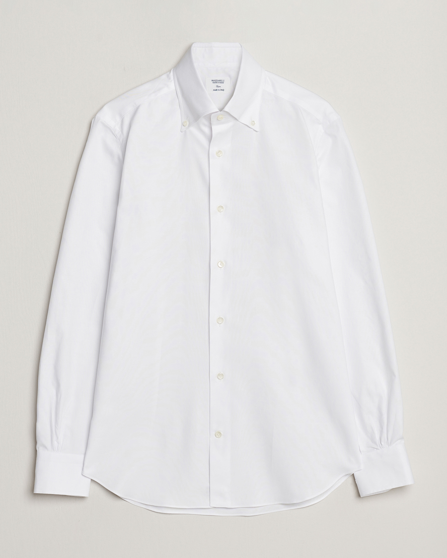 Hombres | Camisas | Mazzarelli | Soft Oxford Button Down Shirt White