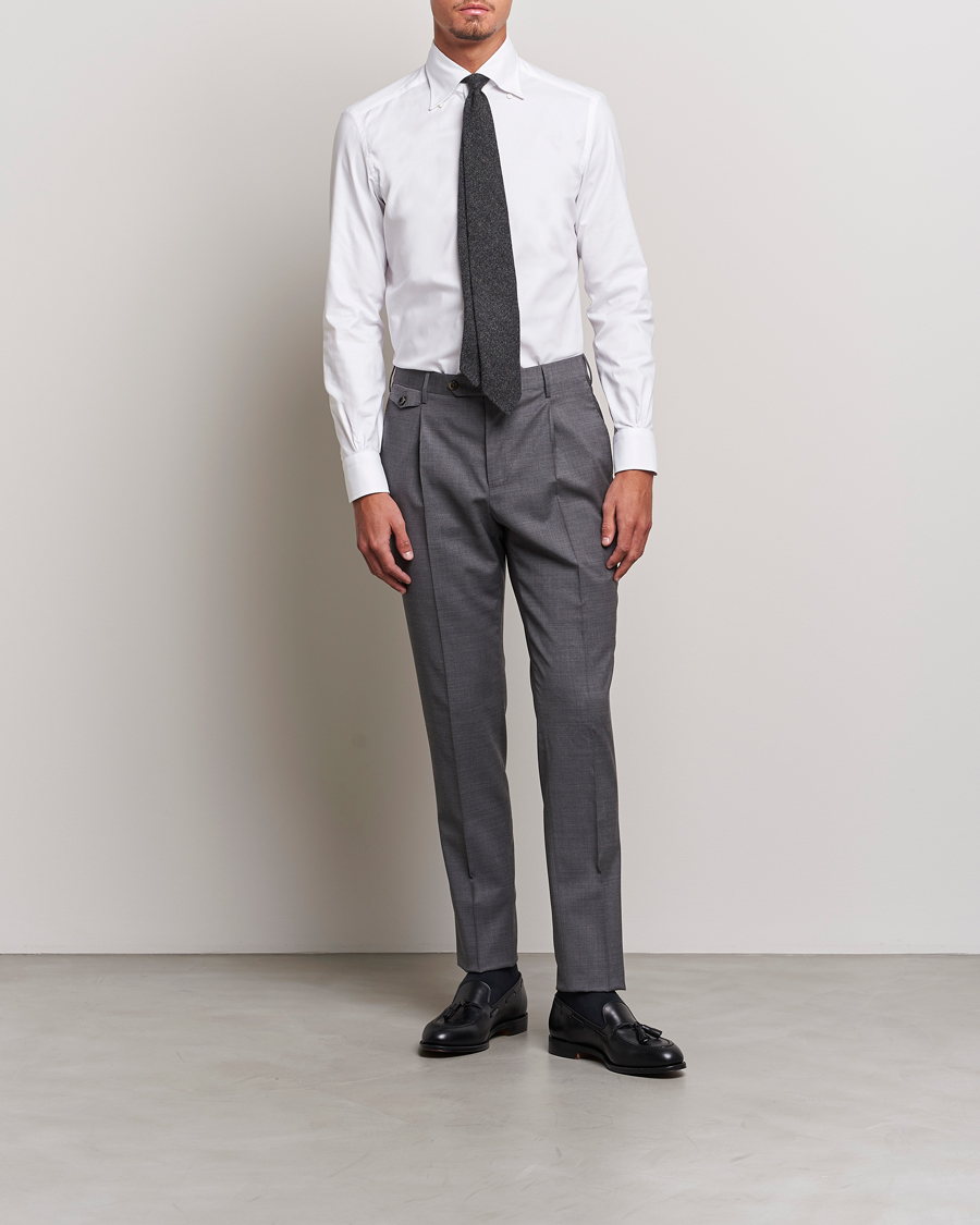 Hombres | Camisas | Mazzarelli | Soft Oxford Button Down Shirt White