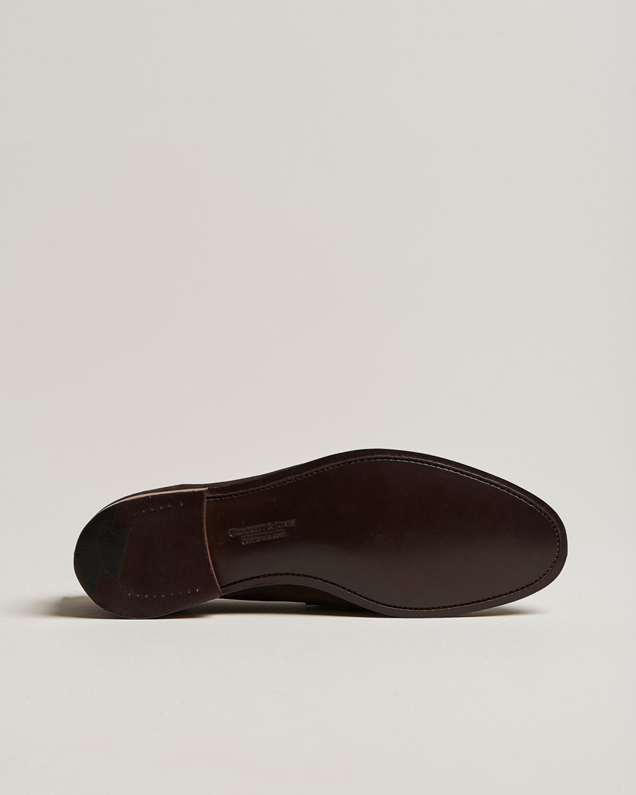 Hombres | Crockett & Jones Seaton Unlined Penny Loafer Dark Oak Suede | Crockett & Jones | Seaton Unlined Penny Loafer Dark Oak Suede