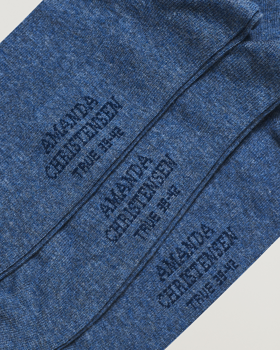 Hombres |  | Amanda Christensen | 3-Pack True Cotton Socks Denim Blue