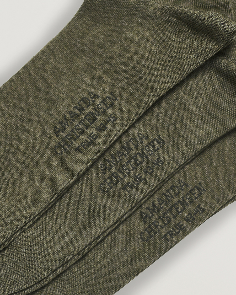 Hombres | Ropa interior y calcetines | Amanda Christensen | 3-Pack True Cotton Socks Olive Melange