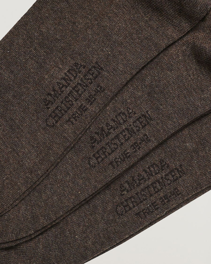 Hombres | Ropa interior y calcetines | Amanda Christensen | 3-Pack True Cotton Socks Brown Melange