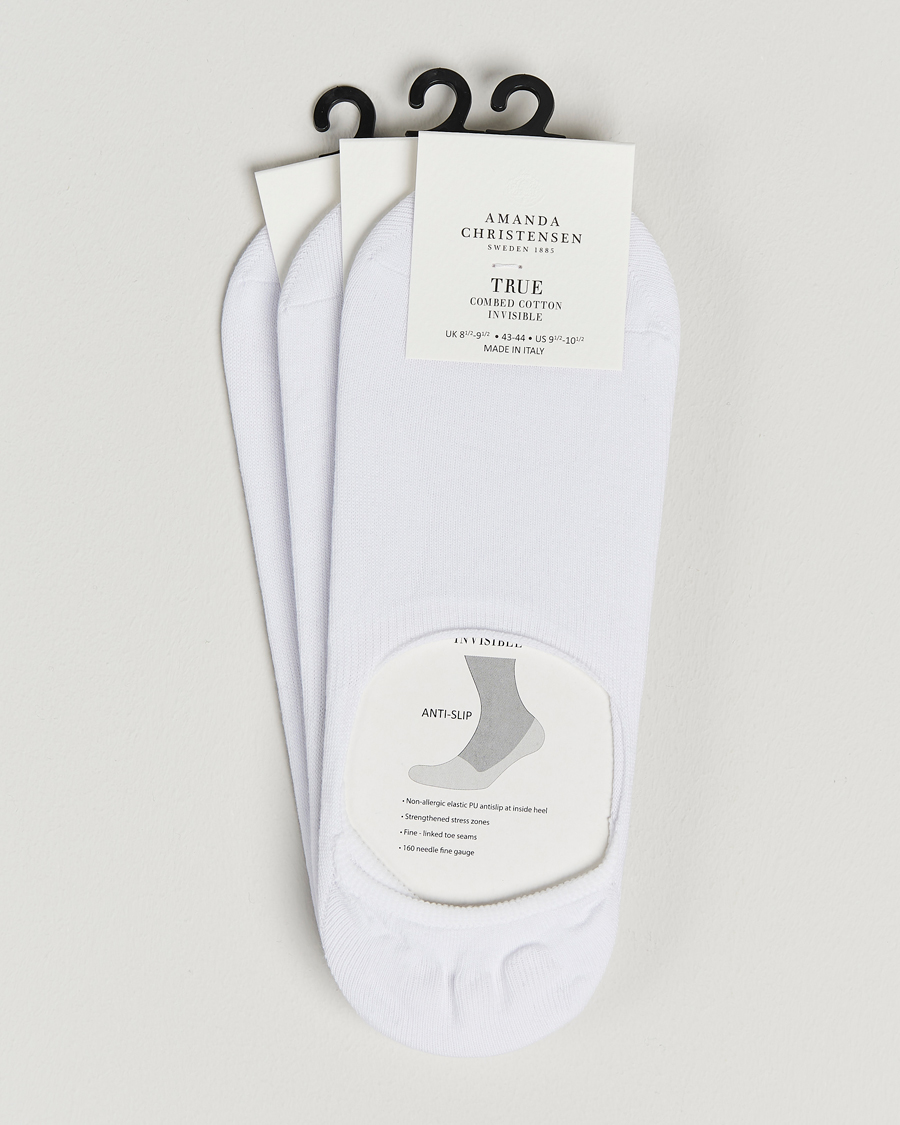 Hombres | Ropa interior y calcetines | Amanda Christensen | 3-Pack True Cotton Invisible Socks White