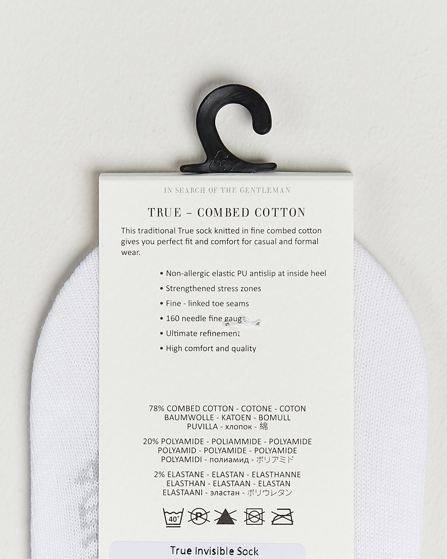 Hombres | Departamentos | Amanda Christensen | 3-Pack True Cotton Invisible Socks White
