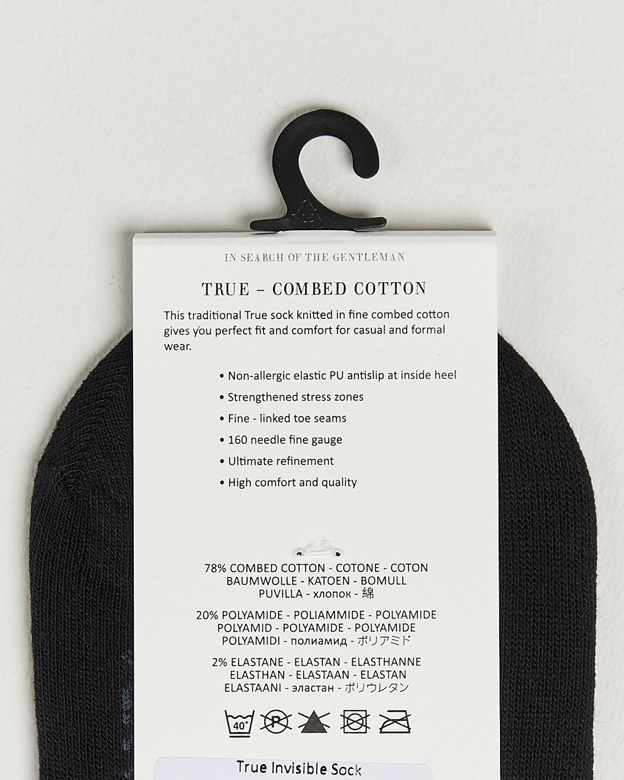 Hombres | Ropa interior y calcetines | Amanda Christensen | 3-Pack True Cotton Invisible Socks Black