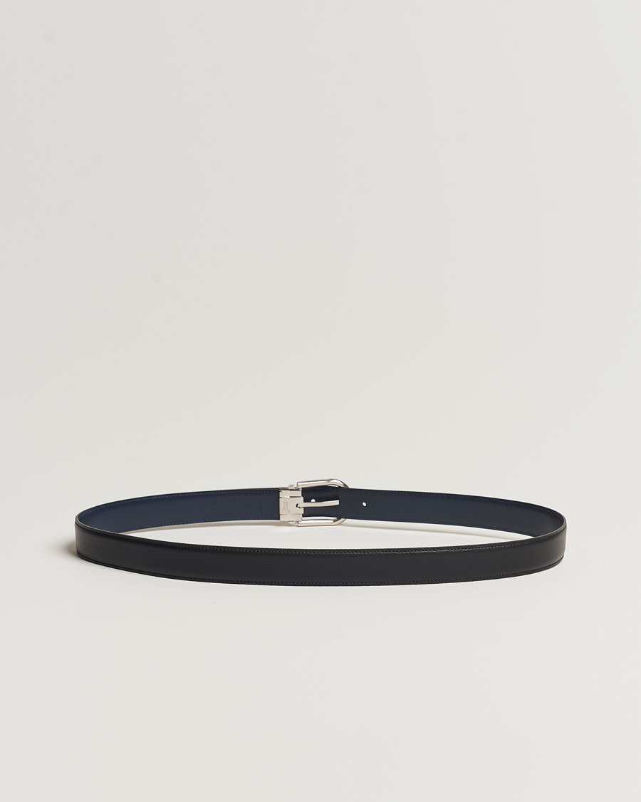 Hombres | Cinturones | Montblanc | Reversible Horseshoe Leather Belt 30mm Blue/Black Grain