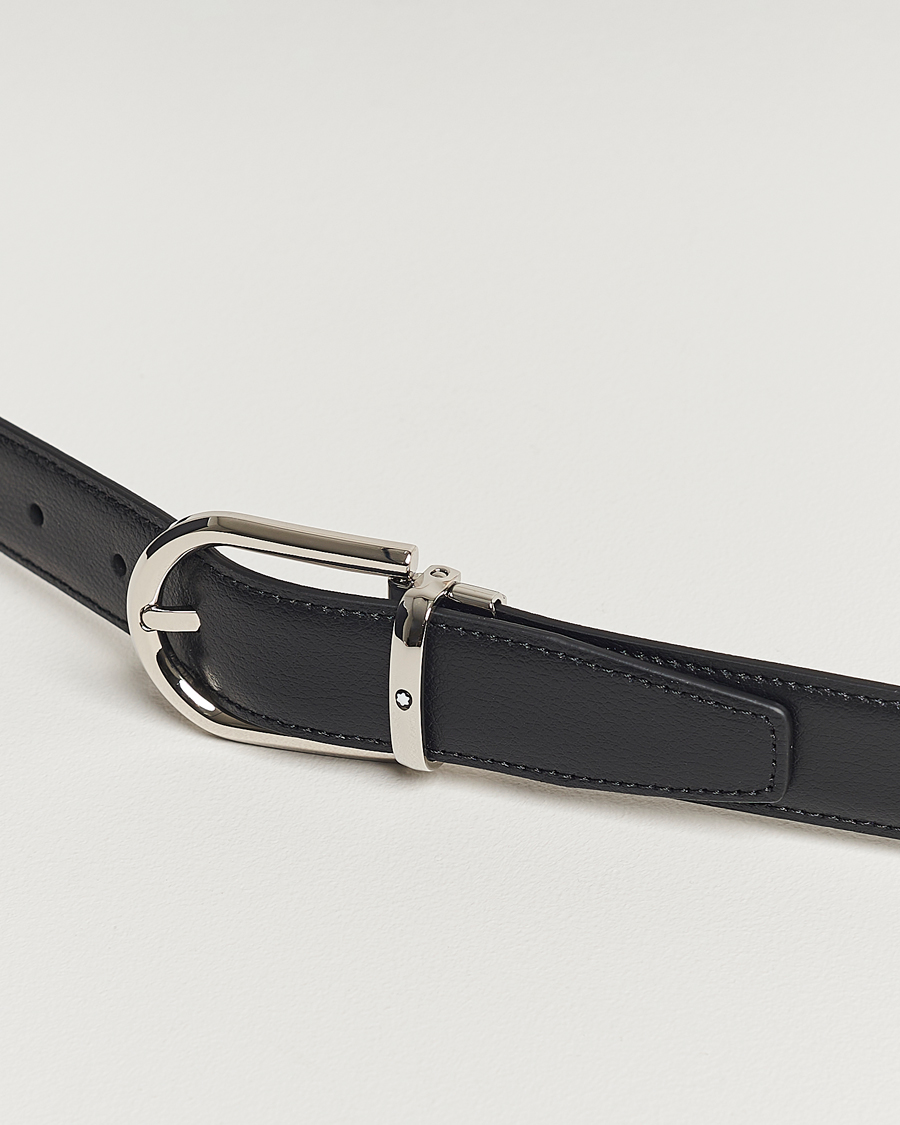 Hombres | Montblanc Reversible Horseshoe Leather Belt 30mm Blue/Black Grain | Montblanc | Reversible Horseshoe Leather Belt 30mm Blue/Black Grain