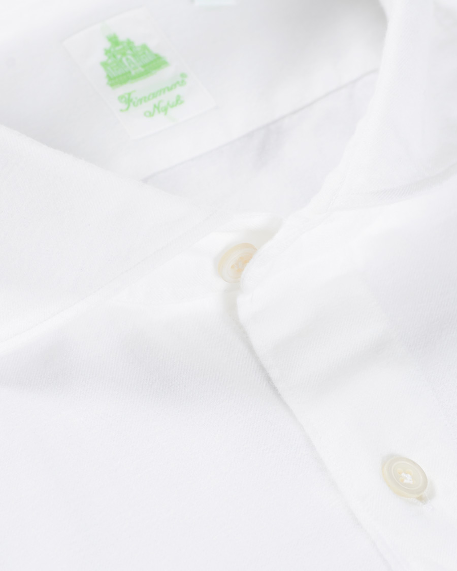Hombres | Camisas | Finamore Napoli | Tokyo Slim Fit Flannel Shirt White