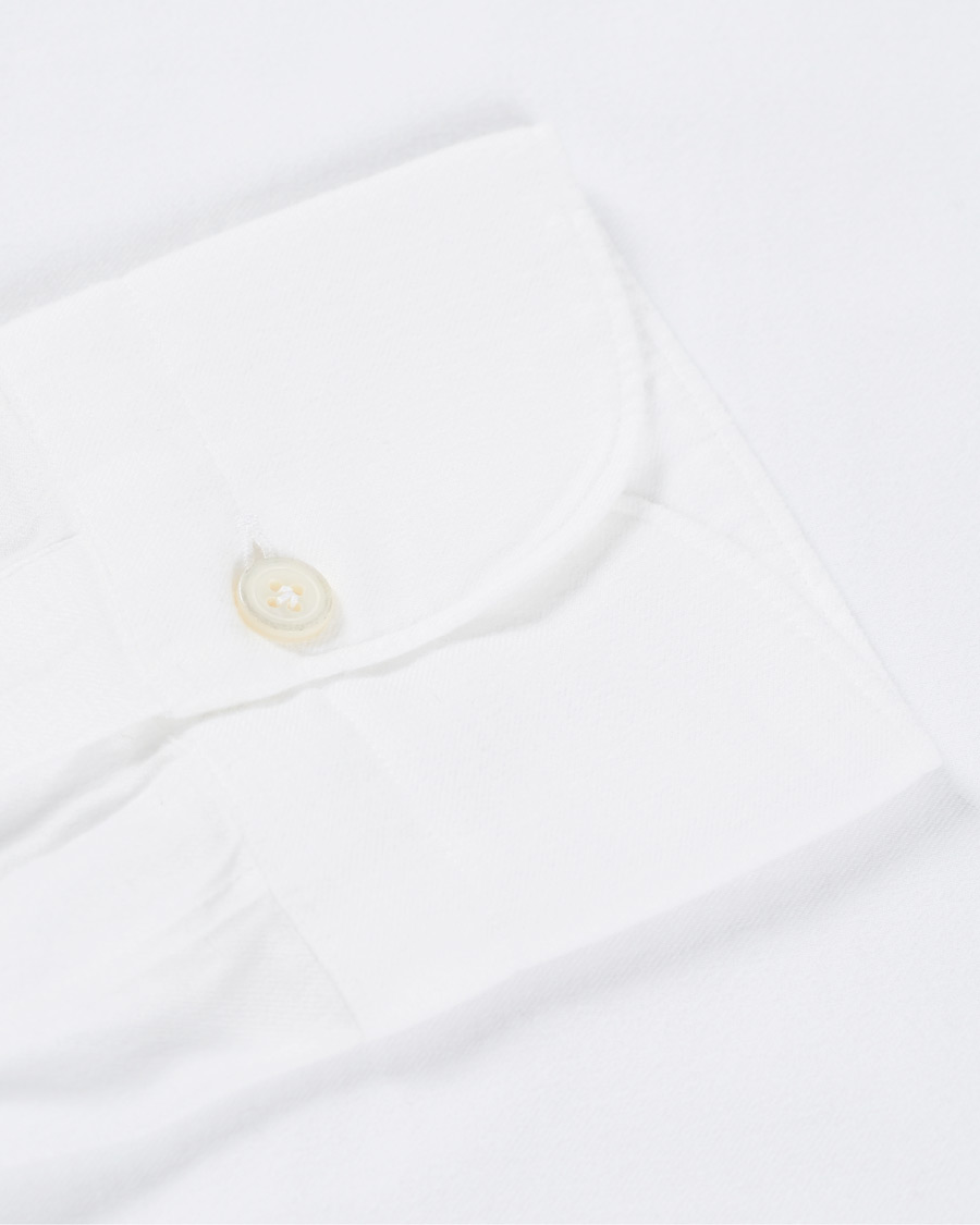 Hombres | Camisas | Finamore Napoli | Tokyo Slim Fit Flannel Shirt White