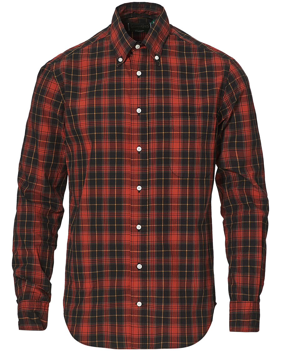 Hombres | Camisas | Gitman Vintage | Button Down Beefy Plaid Shirt Black/Red