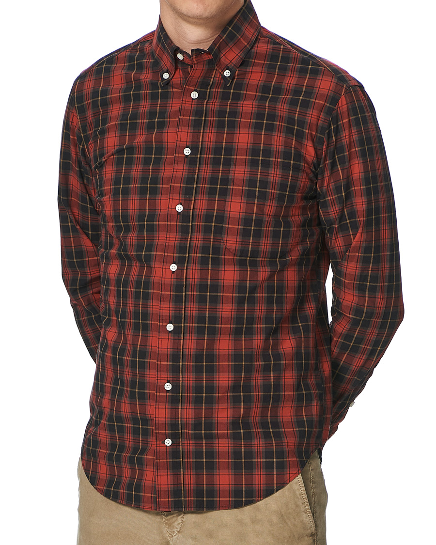 Hombres | Camisas | Gitman Vintage | Button Down Beefy Plaid Shirt Black/Red