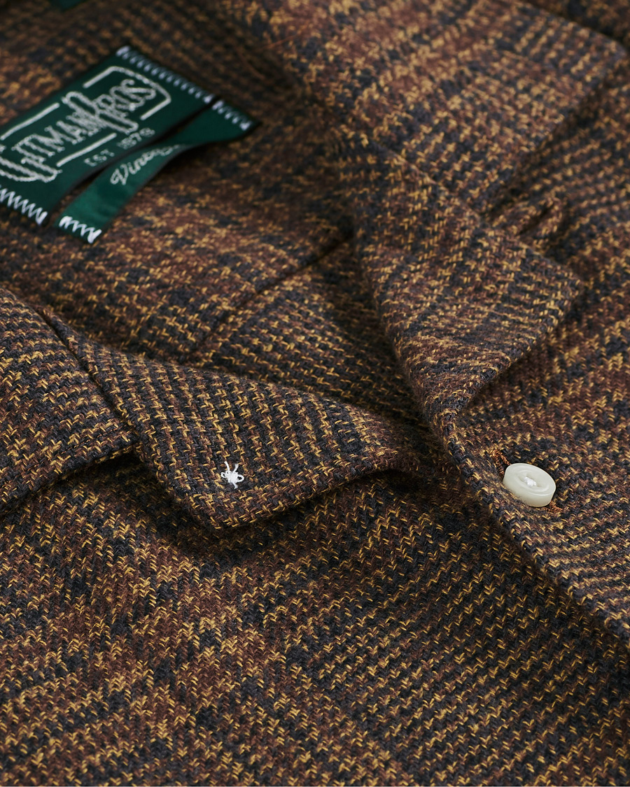 Hombres | Camisas | Gitman Vintage | Camp Collar Tweed Check Shirt Brown