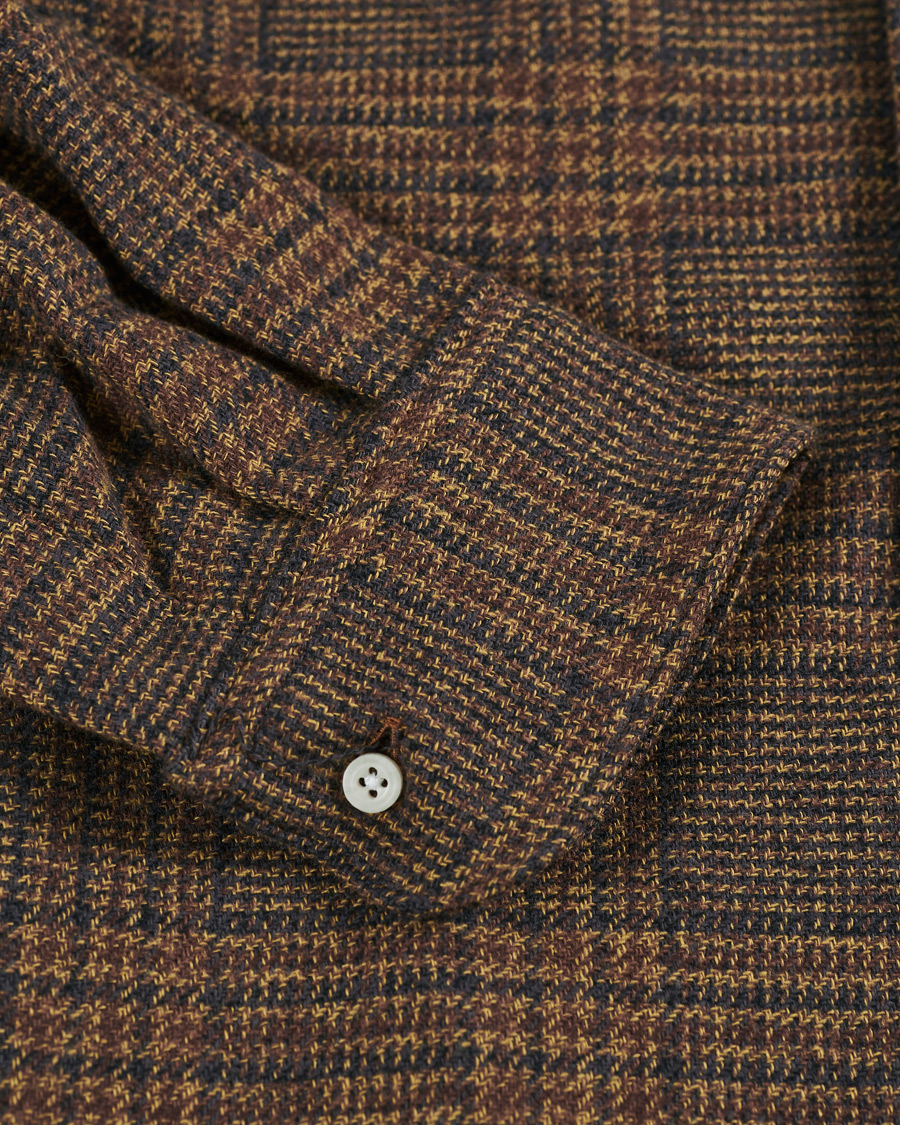 Hombres | Camisas | Gitman Vintage | Camp Collar Tweed Check Shirt Brown