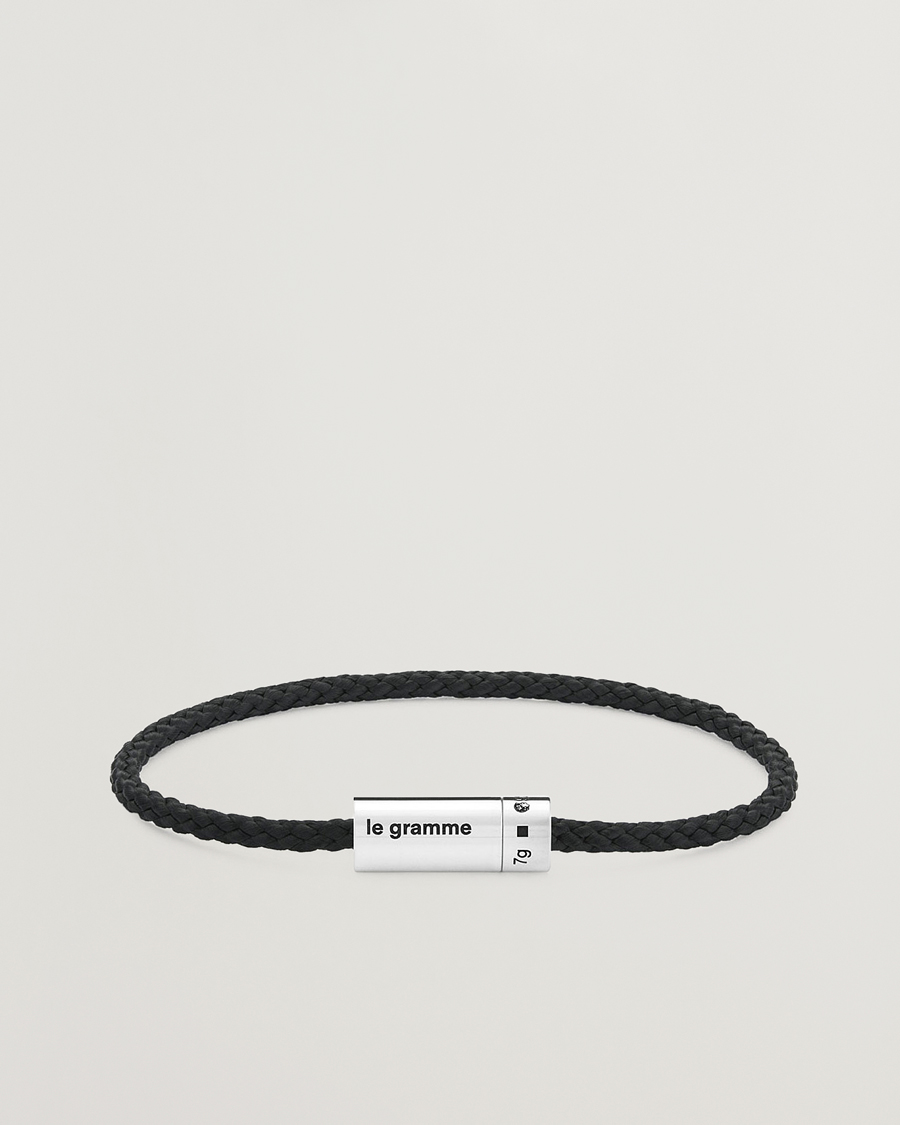 Hombres | LE GRAMME Nato Cable Bracelet Black/Sterling Silver 7g | LE GRAMME | Nato Cable Bracelet Black/Sterling Silver 7g